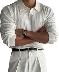 Dress Polo T-Shirt White Long Sleeve - Old Money Fashion