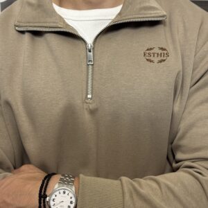 Half-Zip Hoodie Beige - Casual