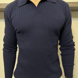 Dress Polo T-Shirt Navy Blue Long Sleeve - Old Money Fashion