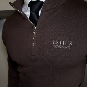 Vienna Half-Zip Sweater Brown -  Old Money Fashion