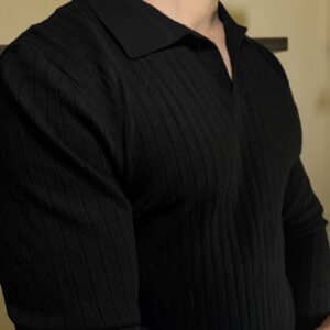 Dress Polo T-Shirt Black Long Sleeve - Old Money Fashion